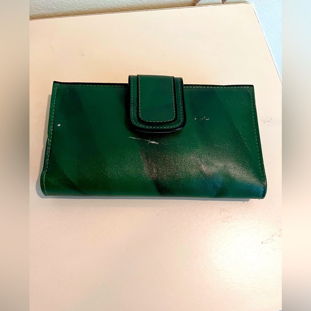 VINTAGE ROLFS cowhide leather wallet Emerald green